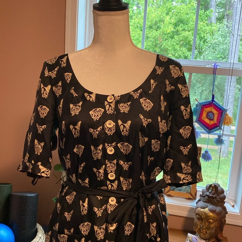 Maeve silk dog print dress M - Picture 2 of 5